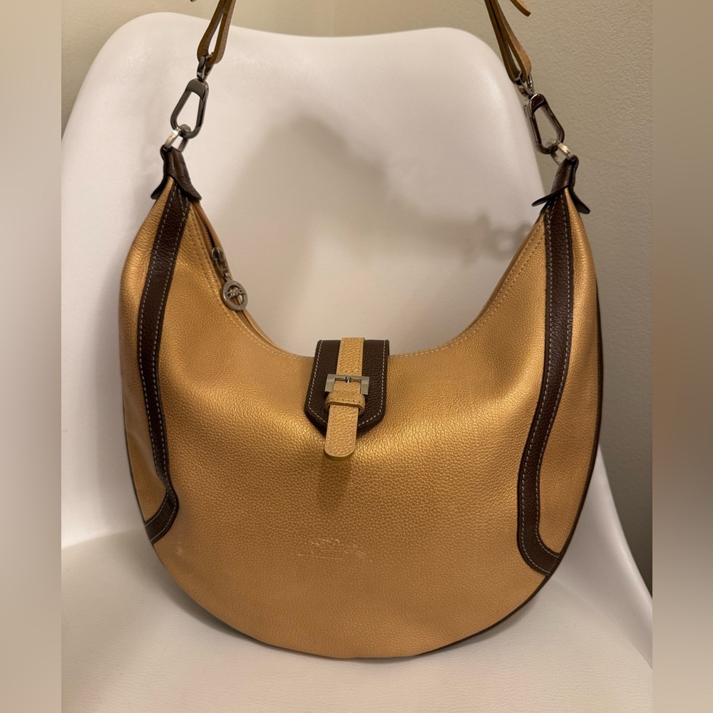 Vintage Longchamp Balzane Metallic Leather Hobo Bag - 90s/Y2K